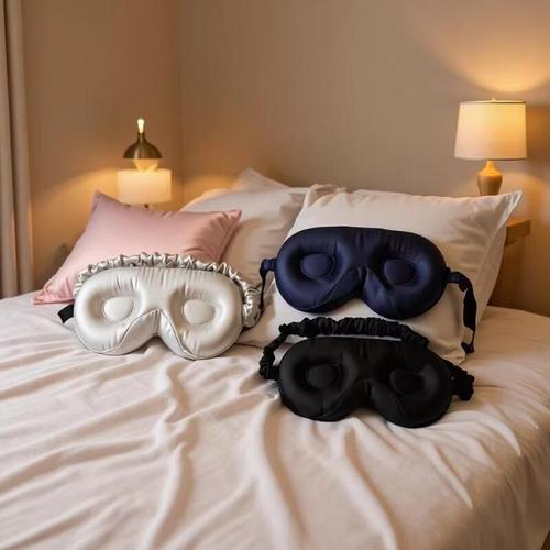 100桑蚕丝3d立体鼻翼眼罩可调节松紧睡眠遮光鼻梁托真丝护眼罩潮 黑色